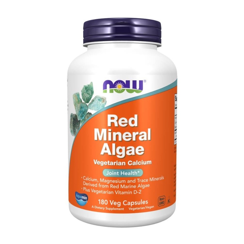 NOW Red Mineral Algae 180vcaps - Witaminy i Minerały dla zdrowia kości i stawów