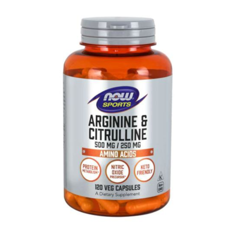 NOW Foods Arginine & Citrulline 500/250mg 120kaps - Wsparcie dla sportowców