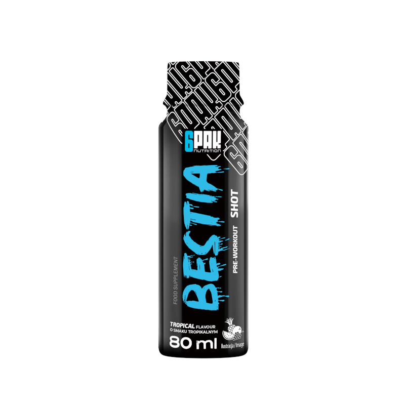 6PAK Bestia Shot Tropikalny 80ml - Przedtreningówka