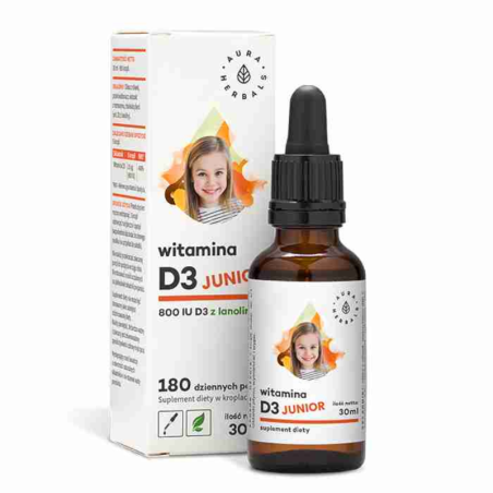 Aura Herbals Witamina D3 Junior 30ml - Witamina D dla dzieci