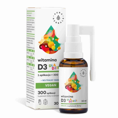 Aura Herbals Witamina D3 dla dzieci 30ml - Wsparcie odporności