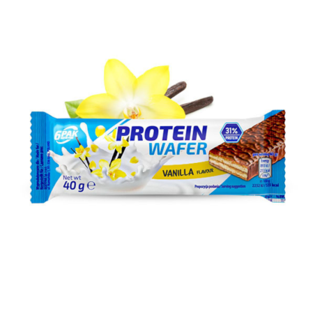 6PAK Protein Wafer Waniliowy 40g - Baton Proteinowy Wysokobiałkowy