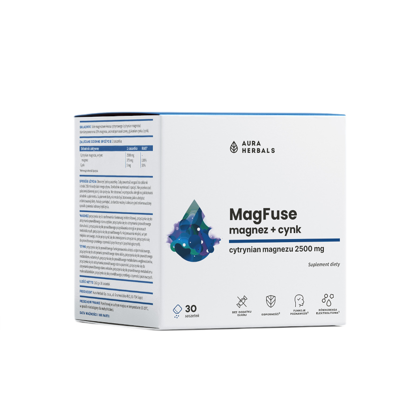 Aura Herbals MagFuse Magnez + Cynk - 30 saszetek | Sklep...