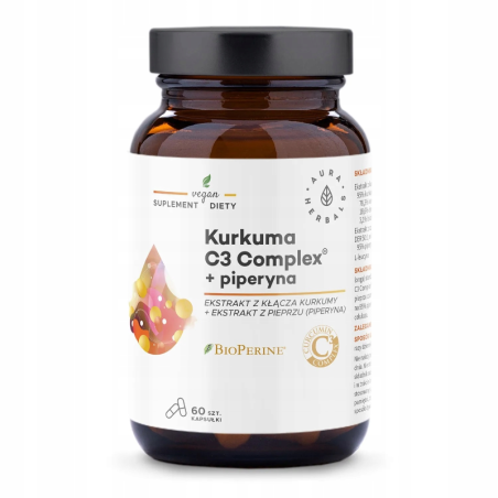 Aura Herbals Kurkuma + Piperyna - 60 kapsułek - Wsparcie trawienia