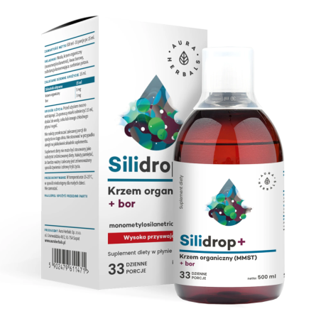 Aura Herbals Silidrop + Krzem organiczny+Bor 500ml - wsparcie dla kości, skóry i włosów