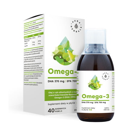 Aura Herbals Omega-3 370 DHA / 700 EPA 200 ml - Kwasy Omega-3 dla serca i mózgu