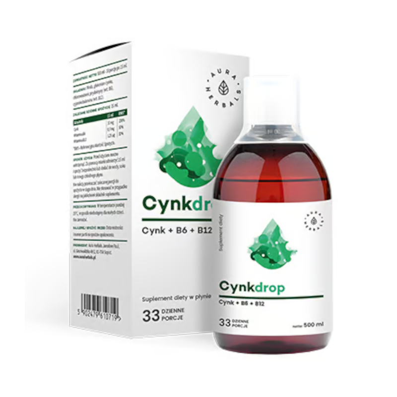 Aura Herbals Cynkdrop Cynk + B6 + B12 500ml - Odporność i Energia