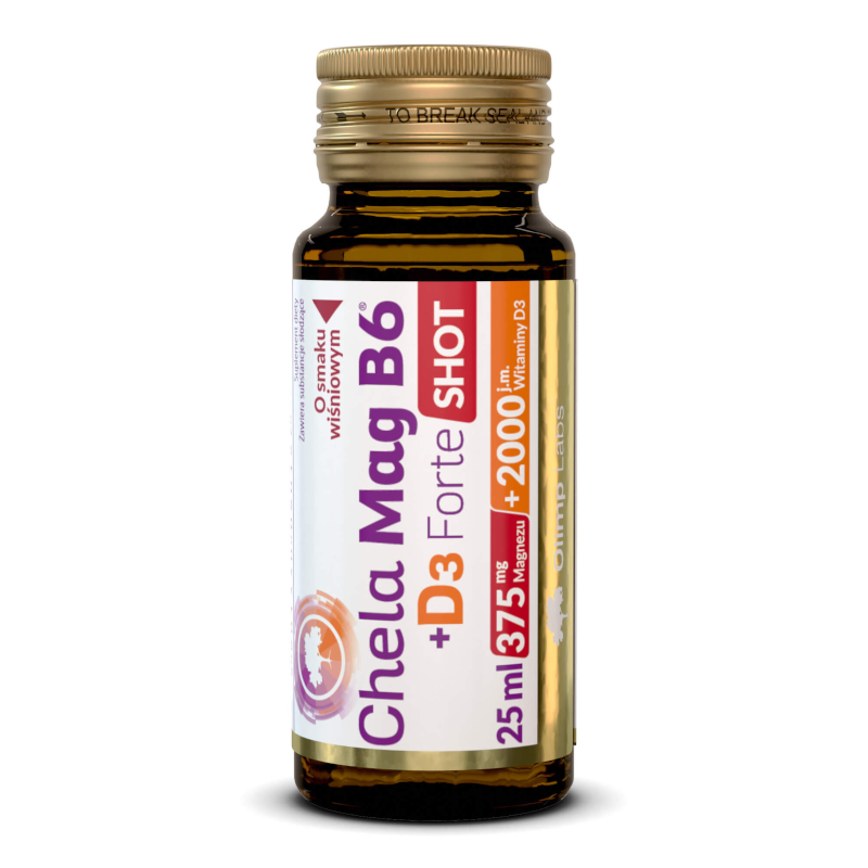 Olimp Chela-Mag B6+D3 Forte Wiśnia 25ml - Magnez, Witamina D3, B6