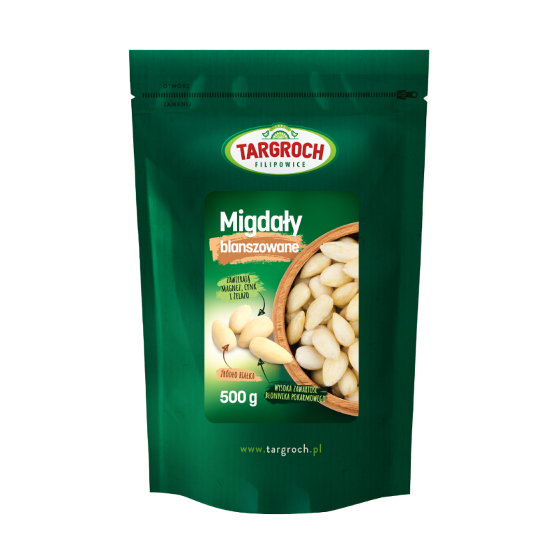 Targroch Migdały Blanszowane 500g - Zdrowa Przekąska