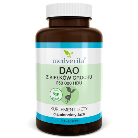 Medverita DAO z kiełków grochu 250'000 HDU 120 kaps - Wsparcie odporności i trawienia