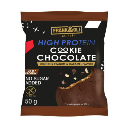 Frank&Oli High Prot Cookie Choco Peanuts Caramel 50g - Ciastko wysokobiałkowe