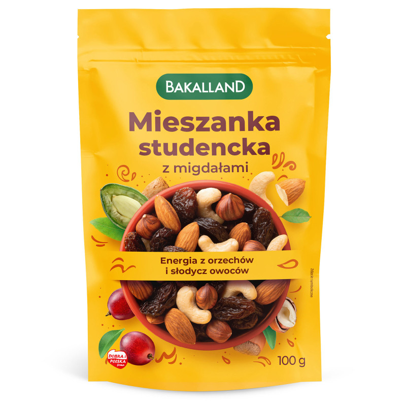Bakalland Mieszanka Studencka z Migdałami 100g - Zdrowa przekąska