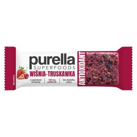Purella Superfoods Baton Wiśnia Truskawka 40g - Zdrowa Przekąska