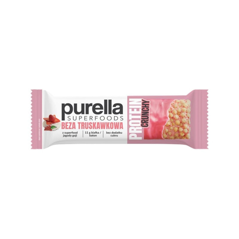 Purella Baton Superfoods Beza Truskawkowa 45g - Białkowy baton