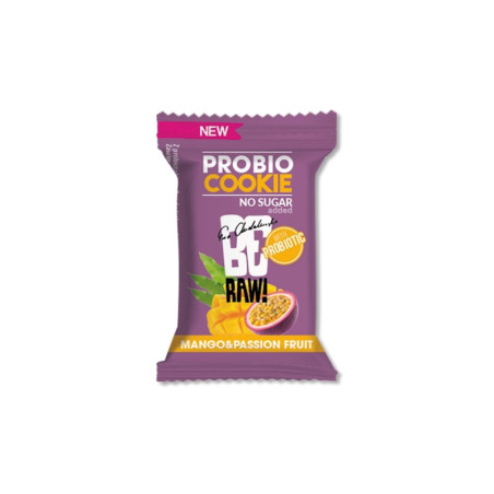 BeRAW Probio Cookie Mango & Passion Fruit 18g - Zdrowa Przekąska z Probiotykiem