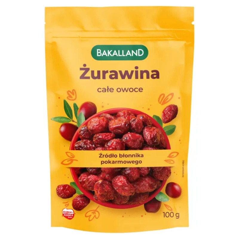 Bakalland Żurawina Całe Owoce 45g - Zdrowa przekąska