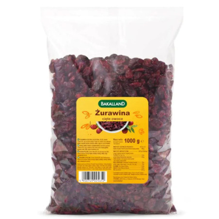 Bakalland Żurawina Cięta 1kg - Zdrowa przekąska