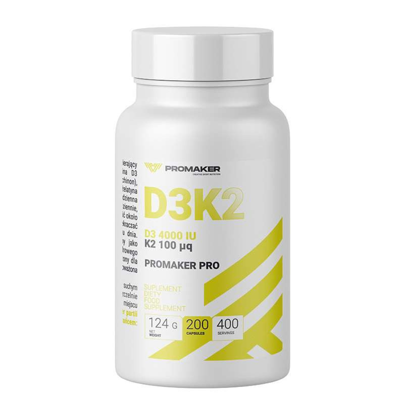 Promaker D3 + K2 MK7 200 kaps - Witamina D3 i K2 dla zdrowych kości i odporności