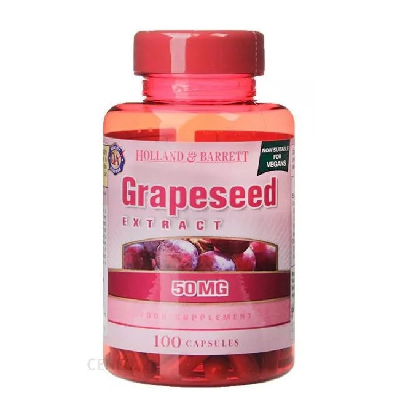 Holland & Barrett Ekstrakt z Pestek Winogron 50mg 100 kaps. - Wsparcie odporności