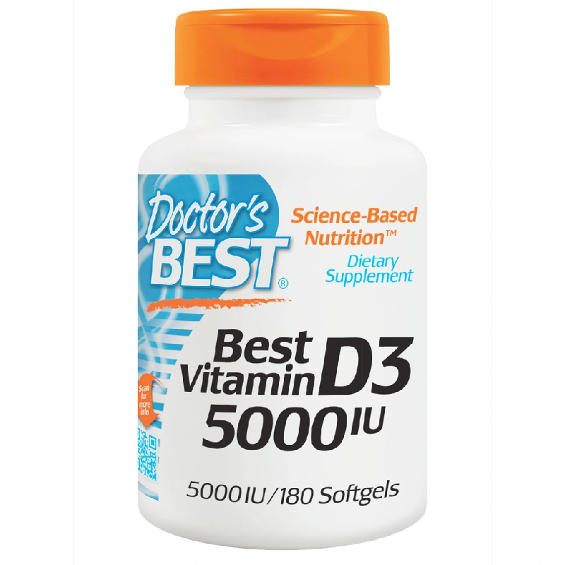 Doctor's Best D3 5000IU 180 Softgels - Witamina D3 na odporność