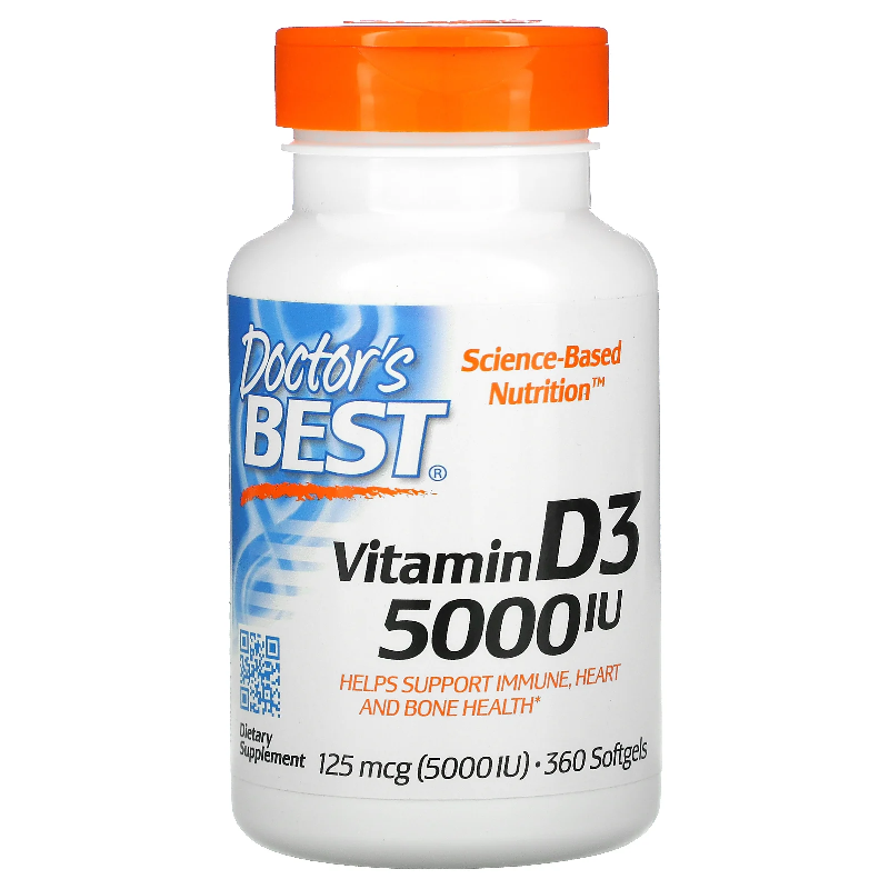 Doctor's Best D3 5000IU 360 kapsułek - Witamina D na odporność