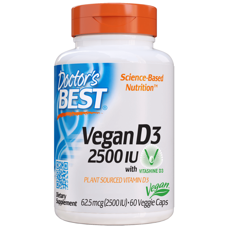 Doctor's Best Vegan D3 2500IU 60 kaps - Witamina D dla wegan