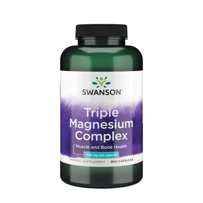 Swanson Triple Magnesium Complex 400mg 300 kaps - Magnez na skurcze, stres i energię
