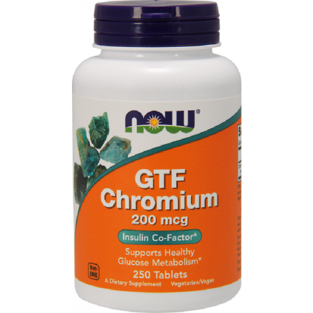 NOW Foods GTF Chromium 200mcg - 250tab - Kontrola Apetytu i Metabolizm
