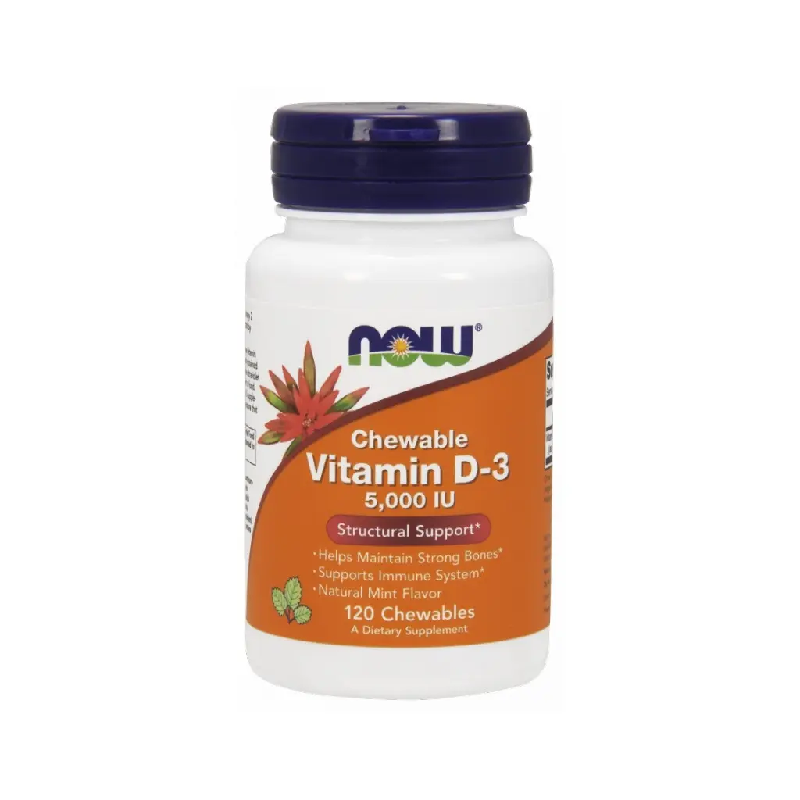 NOW Foods Vitamin D3 5000IU 120 Żelki - Witamina D3 na odporność