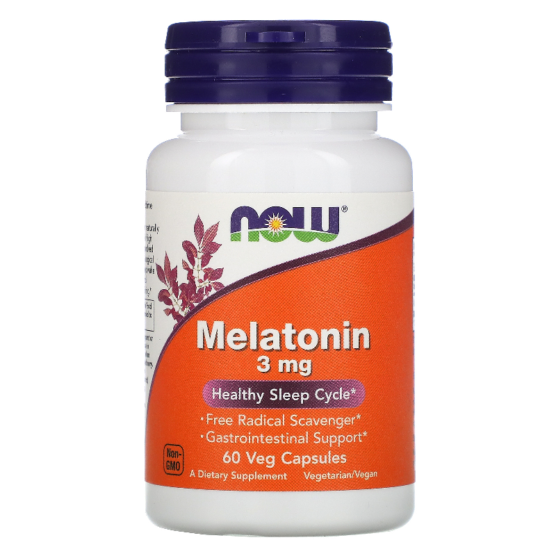 NOW Foods Melatonina 3mg 60vkaps - Poprawa Snu i Regeneracja