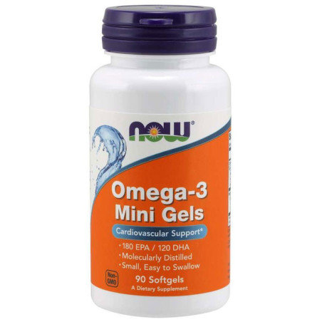 NOW Foods Omega 3 Mini Gels 90 Softgels - Kwasy Omega 3 dla zdrowia