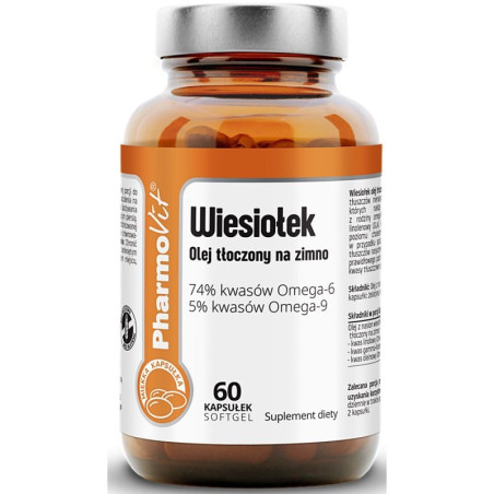Pharmovit Olej z Wiesiołka 60 kaps - kwasy omega-6 na cholesterol i odporność